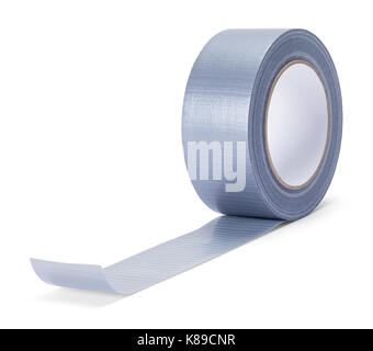 A Roll Of Gray Duct Tape Isolated On A White Background Stock