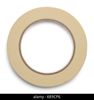 Brown Maksing Tape Isolated on White Background. Stock Photo