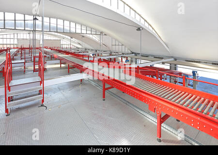 Conveyor Belt Distribution and Delivery Warehouse Stock Photo