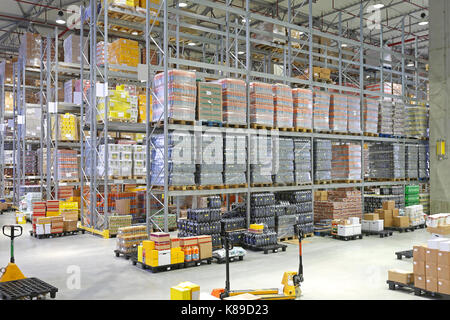 Big Distribution Center Warehouse Building Interior Stock Photo