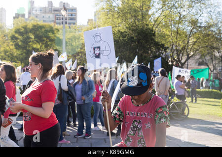 La Plata, Argentina. 18th Sep, 2017. Social, political and human rights organizations march eleven years after the disappearance of Julio Lopez and claim the appearance of Santiago Maldonado. Credit: Federico Julien/Alamy Live News Stock Photo