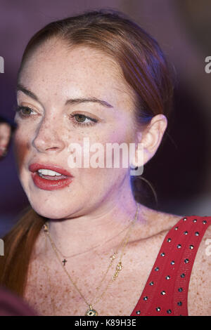 Madrid, Madrid, Spain. 18th Sep, 2017. Lindsay Lohan attends the presentation of Jorge Vazquez Spring/Summer 2018 collection at Santo Mauro Hotel on September 18, 2017 in Madrid Credit: Jack Abuin/ZUMA Wire/Alamy Live News Stock Photo