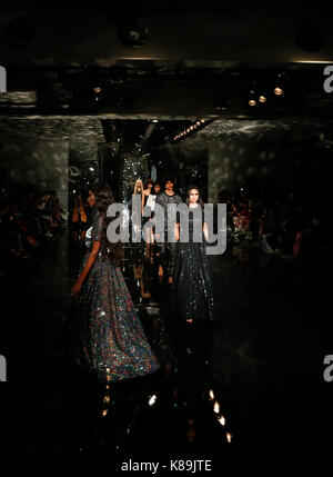 London, UK. 18th Sep, 2017. Models walk the runway at the Ashish show of Spring/Summer Collection 2018 during London Fashion Week in London, UK, on Sept. 18, 2017. Credit: Han Yan/Xinhua/Alamy Live News Stock Photo