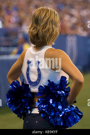 Ot. 17th Sep, 2017. Indianapolis Colts cheerleader during NFL football game action between the Arizona Cardinals and the Indianapolis Colts at Lucas Oil Stadium in Indianapolis, Indiana. Arizona defeated Indianapolis 16-13 in OT. John Mersits/CSM/Alamy Live News Stock Photo