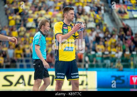 Harald Reinkind / RNL  Handball Champions League: Rhein-Neckar Loewen - FC Barcelona,  Mannheim, 17.09.2017 --  Handball, Champions League:  Rhein-Neckar Lions vs. Barcelona, Mannheim,  September 17, 2017,  -- | Verwendung weltweit Stock Photo