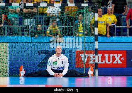 Mikael Appelgren / RNL    Handball Champions League: Rhein-Neckar Loewen - FC Barcelona,  Mannheim, 17.09.2017 --  Handball, Champions League:  Rhein-Neckar Lions vs. Barcelona, Mannheim,  September 17, 2017,  -- | Verwendung weltweit Stock Photo