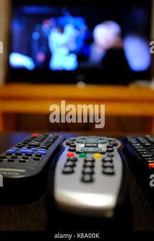 Three remote control devices Stock Photo