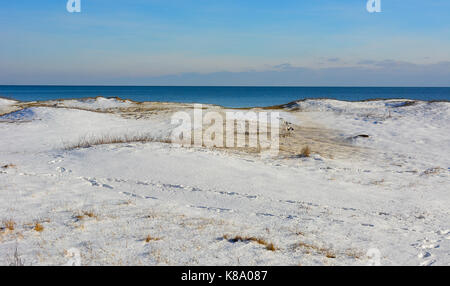 This is the famouse beach outside ahus, sweden, Called Kantarellen.  The foto is taken when the Winter is here. Stock Photo