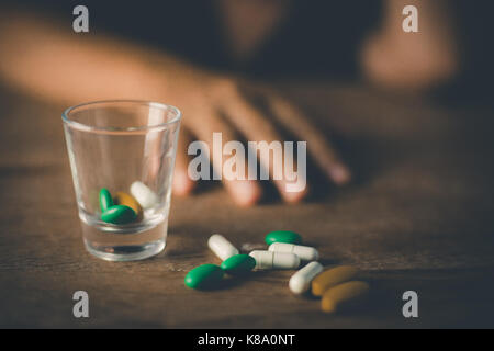 Bad woman. Addict lady using drugs. Stock Photo