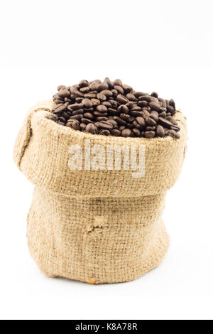 coffee beans in bag isolated on white background Stock Photo