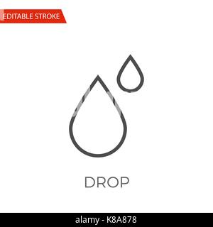 Drop Thin Line Vector Icon. Flat Icon Isolated on the White Background. Editable Stroke EPS file. Vector illustration. Stock Vector