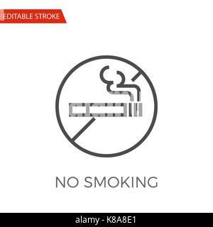No Smoking Thin Line Vector Icon. Flat Icon Isolated on the White Background. Editable Stroke EPS file. Vector illustration. Stock Vector