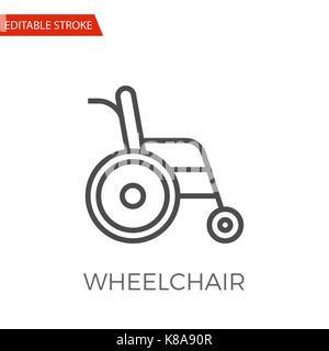 Wheelchair Thin Line Vector Icon. Flat Icon Isolated on the White Background. Editable Stroke EPS file. Vector illustration. Stock Vector