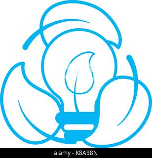 silhouette nice bulb with leaf inside and leaves around Stock Vector