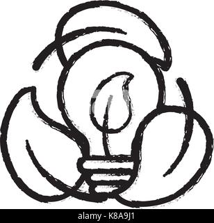 figure nice bulb with leaf inside and leaves around Stock Vector