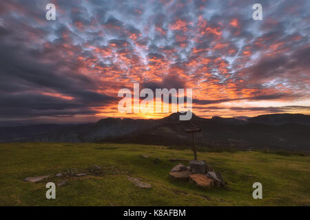 Colorful sunrise from Saibigain mountain Stock Photo