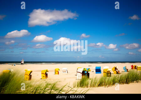 Clouds moving over the beach on the north sea island Juist in East Frisia, Germany, Europe. Stock Photo