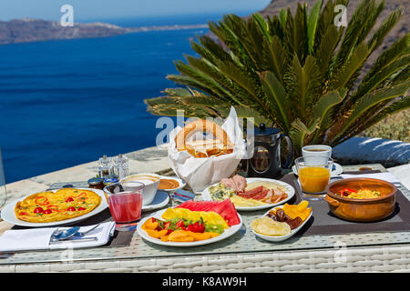 Romantic Breakfast for two on the seashore Stock Photo