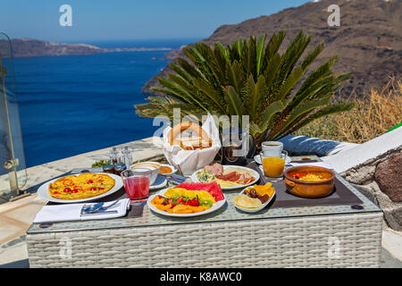 Romantic Breakfast for two on the seashore Stock Photo