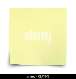 Curled Yellow Sticky Note Isolated On White Background. Stock Photo
