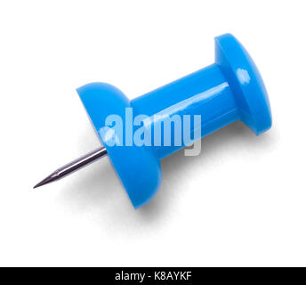 Blue Tack Side View  Close Up Isolated on White Background. Stock Photo