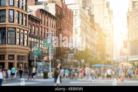 Crowds of anonymous people gather in Union Square Park in New York City NYC Stock Photo
