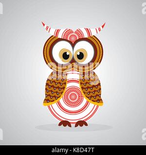 Aboriginal Owl Vector. Illustration based on aboriginal style of dot owl. Stock Vector