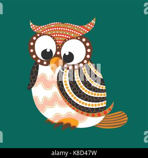 Aboriginal Owl Vector. Illustration based on aboriginal style of dot owl. Stock Vector