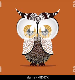 Aboriginal Owl Vector. Illustration based on aboriginal style of dot owl. Stock Vector