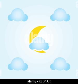 Moon and clouds icon Stock Vector