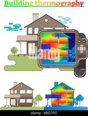 Building thermography illustration Stock Vector