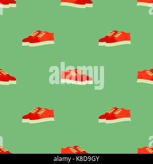 Sport Red Shoes Seamless Pattern Stock Vector