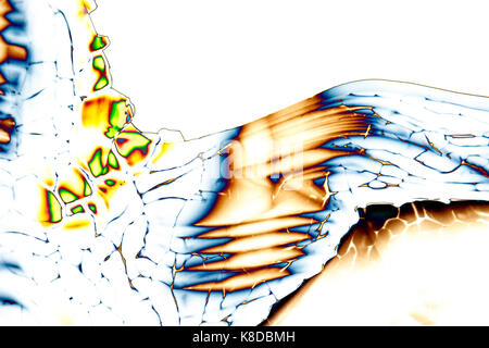 Microcrystals of Magnesiumsulfat Heptahydrat in polarized light Stock Photo