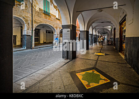 Italy Liguria Chiavari arcade in Via Rivarola Stock Photo