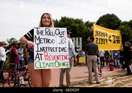 Climate activists rally in front of the White House after Trump administration announcement of Paris Agreement withdrawal - Washington, DC USA Stock Photo