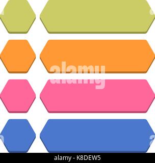 Flat blank icon hexangle empty internet color button on white background. Vector illustration web design element save in 8 eps Stock Vector