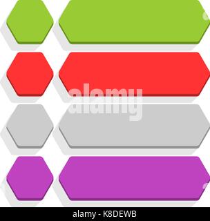 Flat blank icon hexangle empty internet color button on white ...