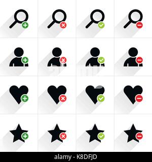 16 additional sign flat icon with gray long shadow. Black sign with green and red on white background. Tidy, clean, simple, solid, plain style. Vector Stock Vector