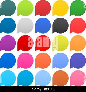 Flat 25 speech bubble sign web icon circle shape on white background. Empty buttons in popular soft colors. Newest simple modern minimal metro style.  Stock Vector