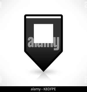 Black blank rounded square map pins sign location icon with circle ...