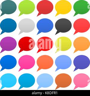 Flat 25 speech bubble sign web icon circle shape on white background. Empty buttons in popular soft colors. Newest simple modern minimal metro style.  Stock Vector