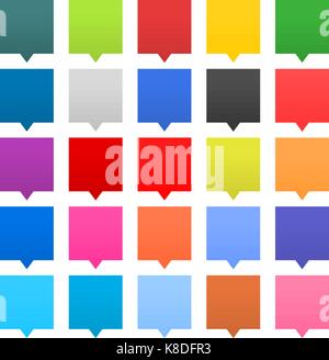 Flat 25 speech bubble sign web icon square shape on white background. Empty buttons in popular soft colors. Newest simple modern minimal metro style.  Stock Vector