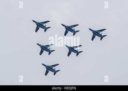 The Japan Air Self-Defense Force aerobatic demonstration team Blue Impulse Stock Photo
