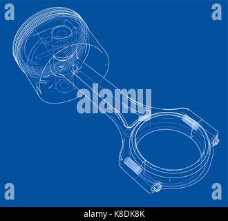 Sketch of piston. Vector Stock Vector