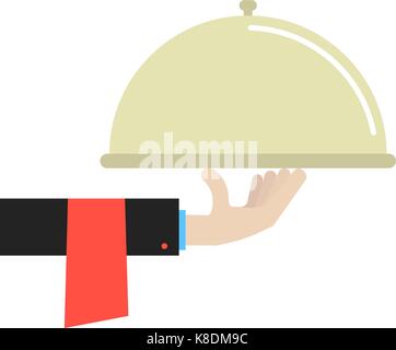 hand in black suit holding dish Stock Vector