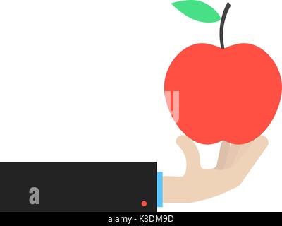hand holding big red apple Stock Vector
