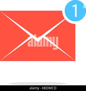simple red letter icon with one counter notification Stock Vector
