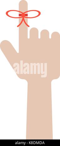 hand with red bow on forefinger Stock Vector