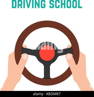 hand holding steering wheel Stock Vector