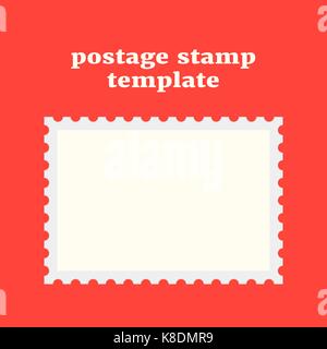 postage stamp template on red background Stock Vector